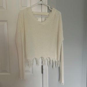 Ripped creme sweater